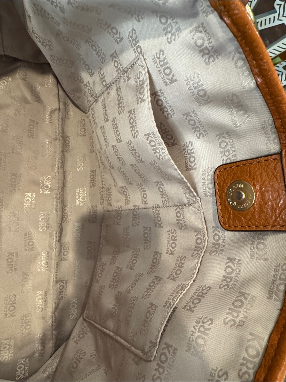 Michael Kors Navy Denim Tote with Tan Leather Trim - Picture 10 of 14